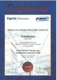 Сертификат AMP NETCONNECT и TYCO Electroniсs