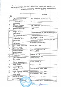 Список специалистов прошедших обучение в МЧС РБ